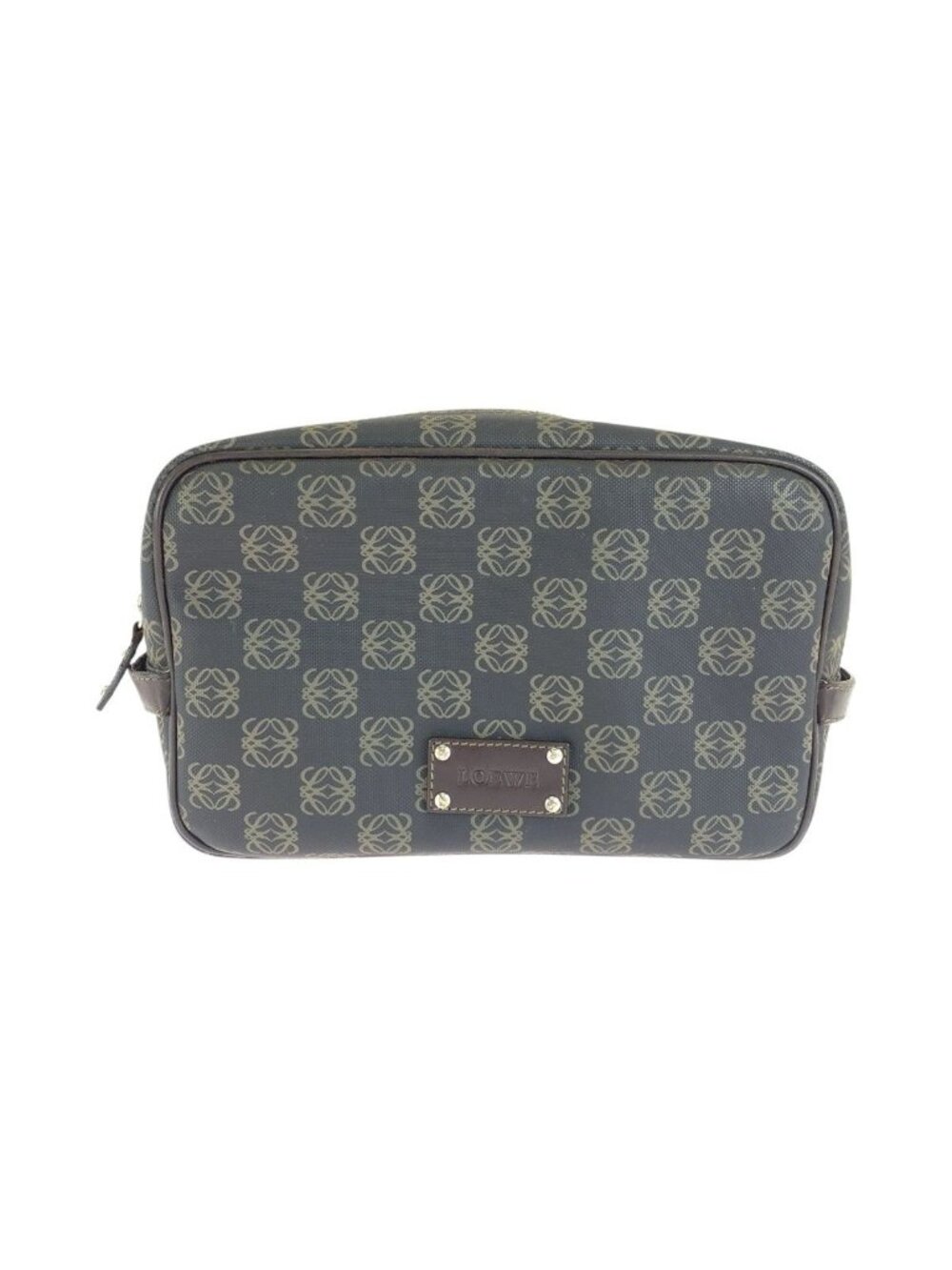 Loewe Repeat Anagram Clutch Black Brown Silver